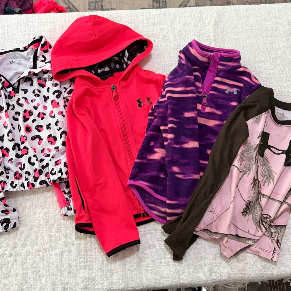 Under Armour Girls Lot 4pc Realtree Camo Fleece Hoodie Windbreaker Pink Purple